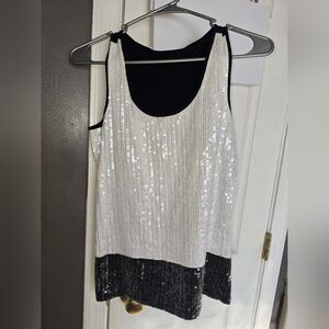 Dana Buchman Black and White Sequin Tank Top